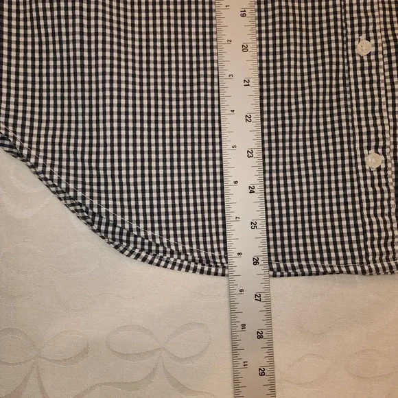 Abercrombie & Fitch Women Gingham L Blue‎ White Button Shirt Long Sleeve Preppy - Picture 7 of 12